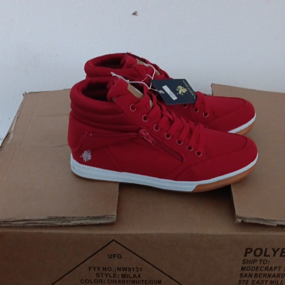 Men's Red High-Top Sneakers